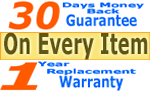 30 days money back guarantee + 1 year replacement warranty on every battery and charger